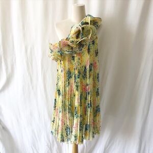 Samuel Dong floral pleated chiffon dress Size S